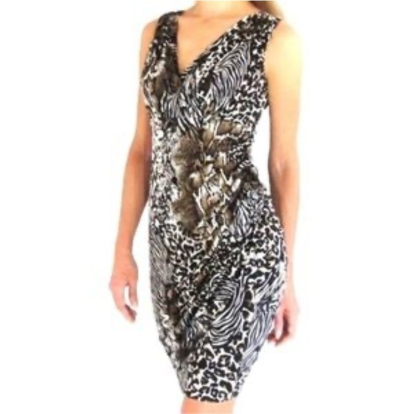 NWT Alfani Animal Print V-Neck Dress - Picture 2 of 7